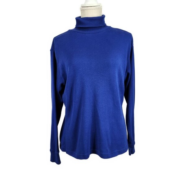 Dress Barn Turtleneck Shirt Women's M Deep Blue Y2K Layering Casual Vintage - Picture 1 of 6